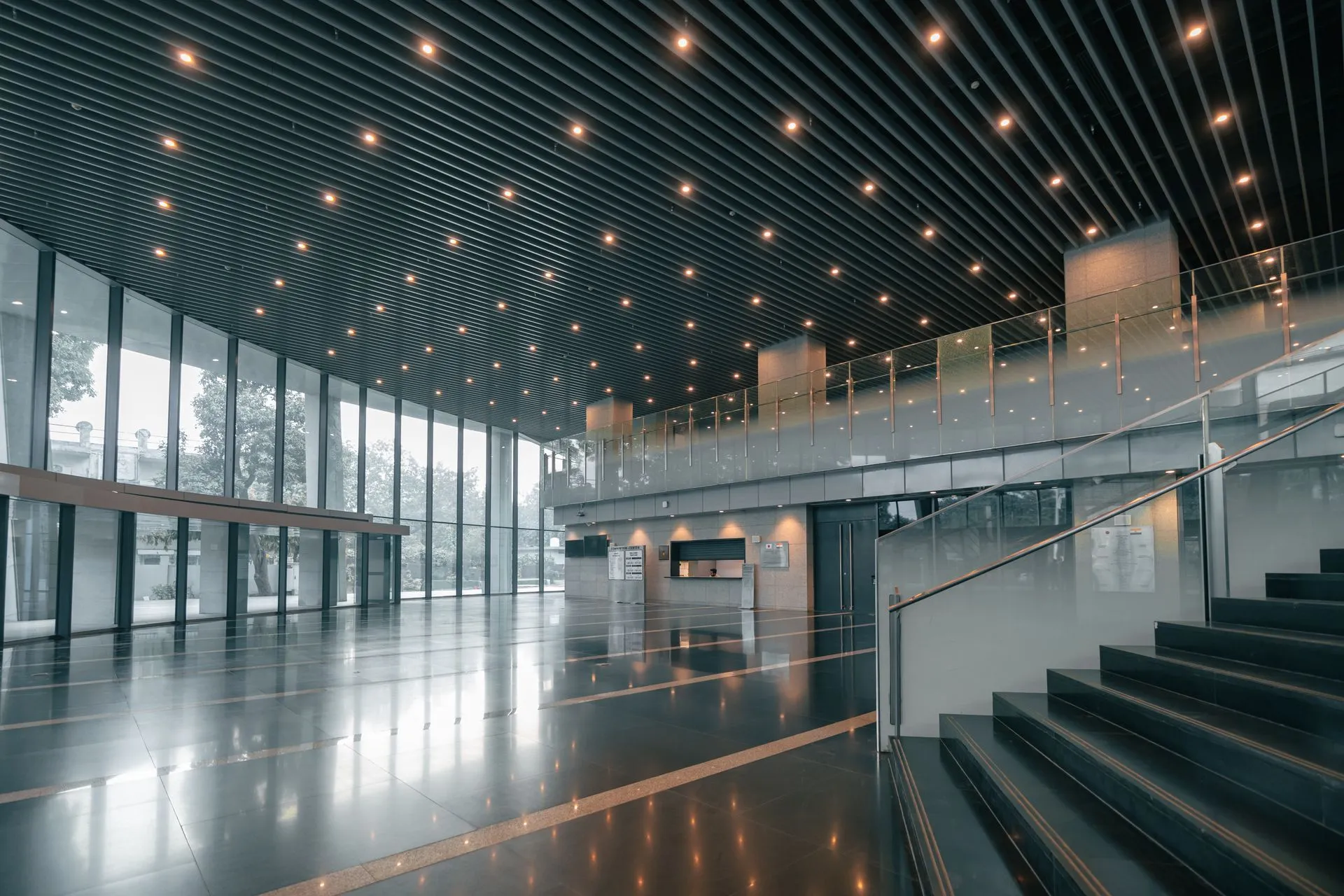 Luxurious modern commercial building lobby