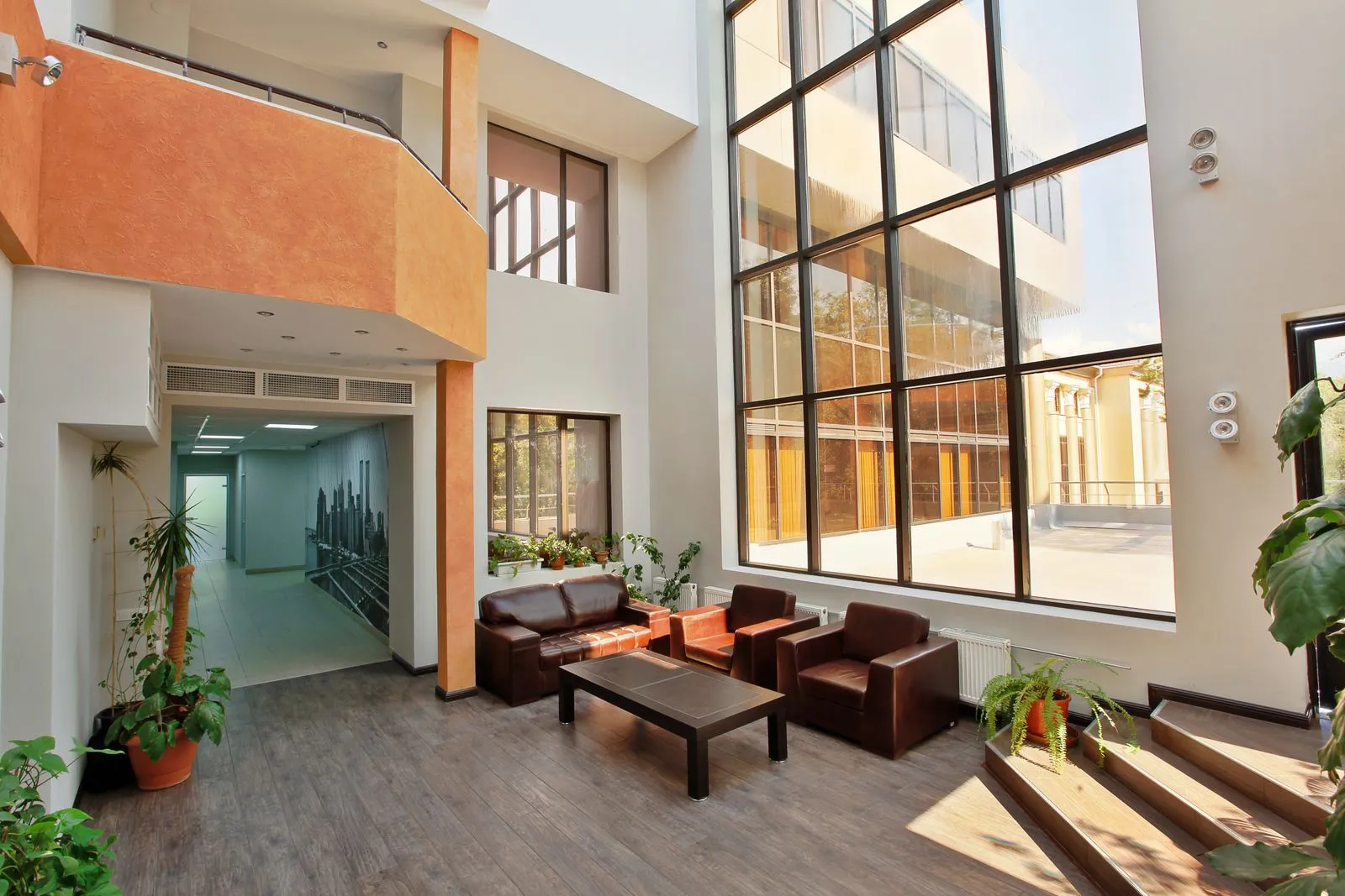 Modern commercial common area maintained by professional cleaning