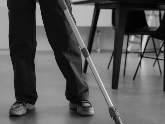 Professional floor mopping in progress